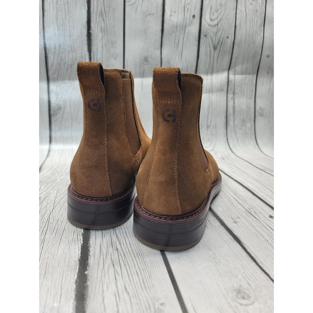 Cole Haan Judson Grand Mens 9M Chelsea Boots in Spiced Suede Raven Brown Leather